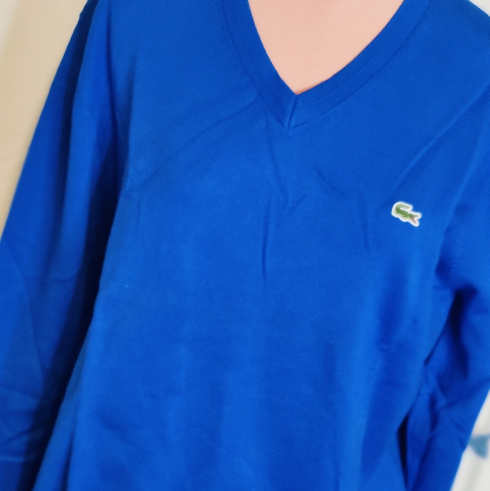 Izod Lacoste popover Boyfriend  Shirt chest logo NWOT  blue Unisex oversized M